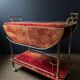 Red bar cart by ALDO TURA with folding sides, Italy, 1960s