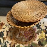 Small vintage rattan pedestal table