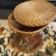 Small vintage rattan pedestal table