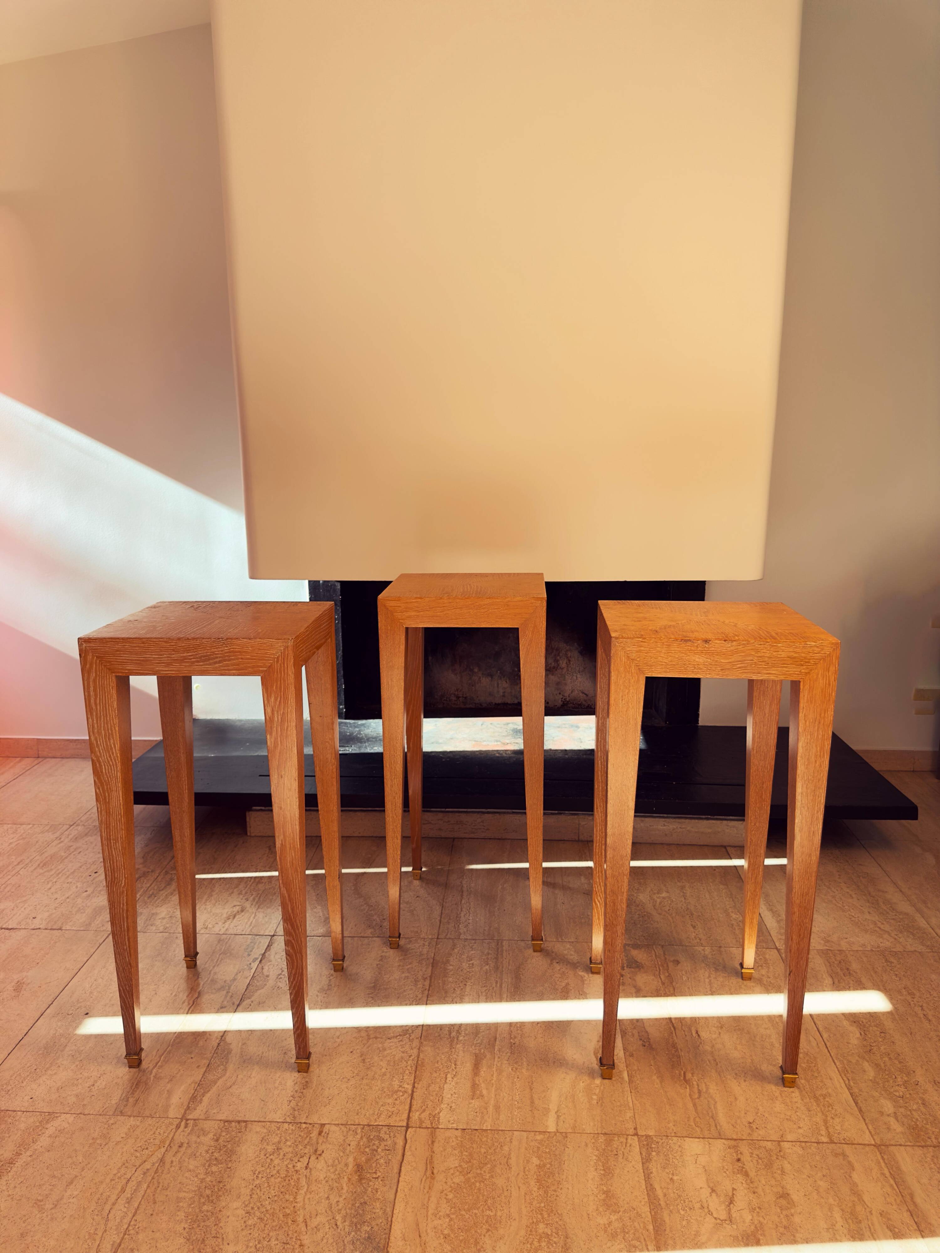 Set of 3 Pedestals and Console Table by Jacques Grange, France, 1973