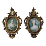 Set of 2 old frames in gilded and carved wood