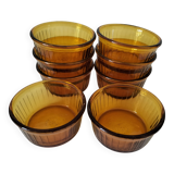 Set of 8 Duralex amber-colored ramekins