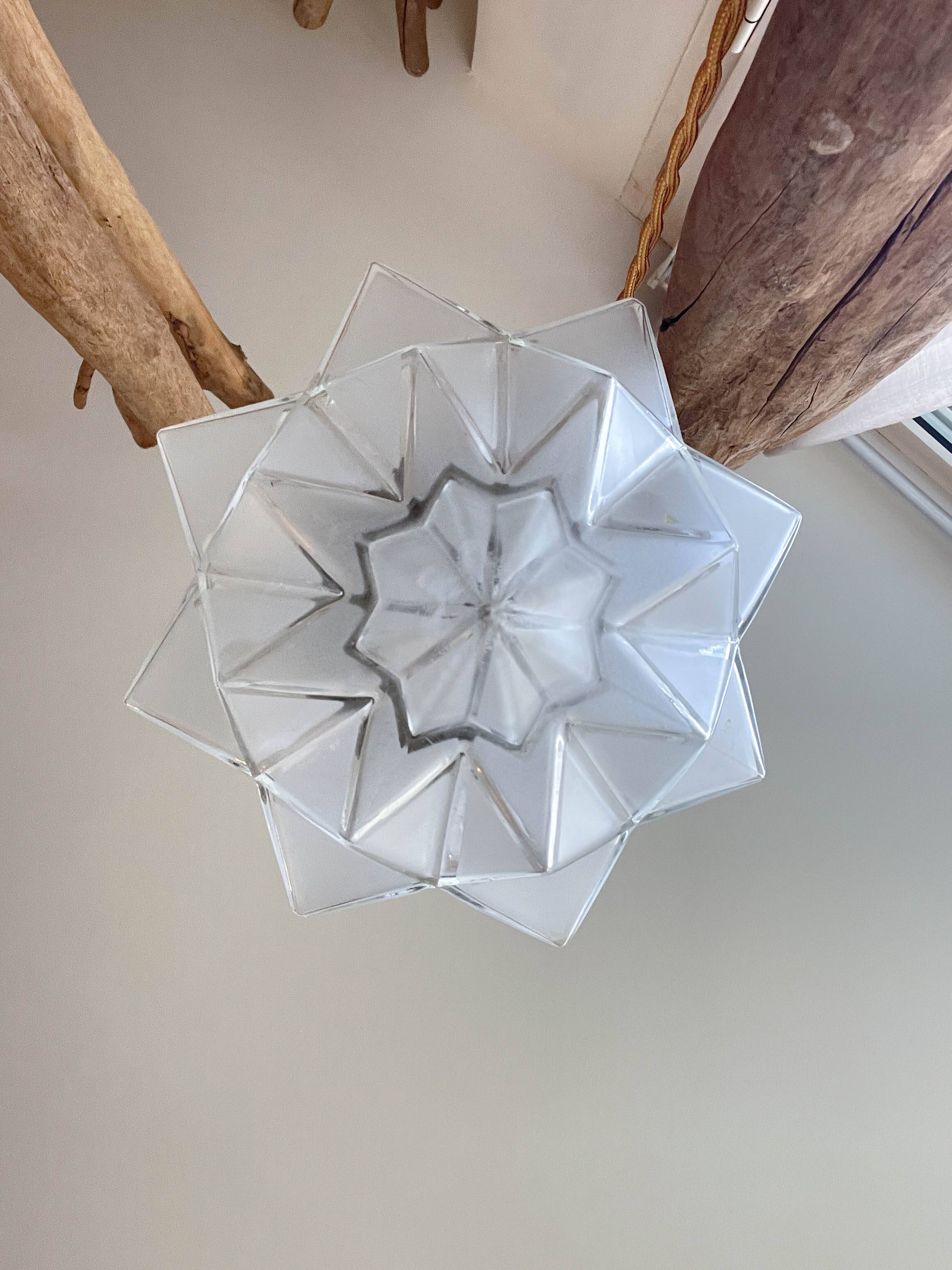 Vintage frosted glass lamp, Art Deco star shape, customizable