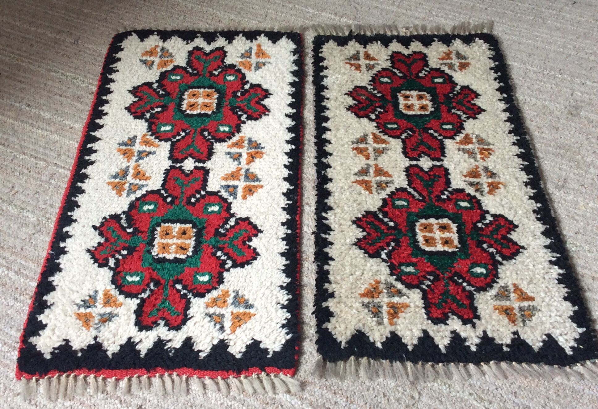 Pair of bohemian wool rugs from the 60s and 70s