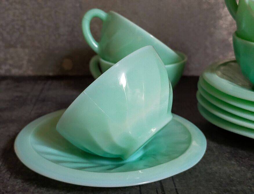 Six opaline cups
