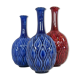 Blue and red peacock vases Midcentury Sven Erik Skawonius Upsala Ekeby, 1950s