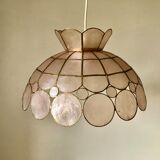 Suspension in pink mother-of-pearl and brass