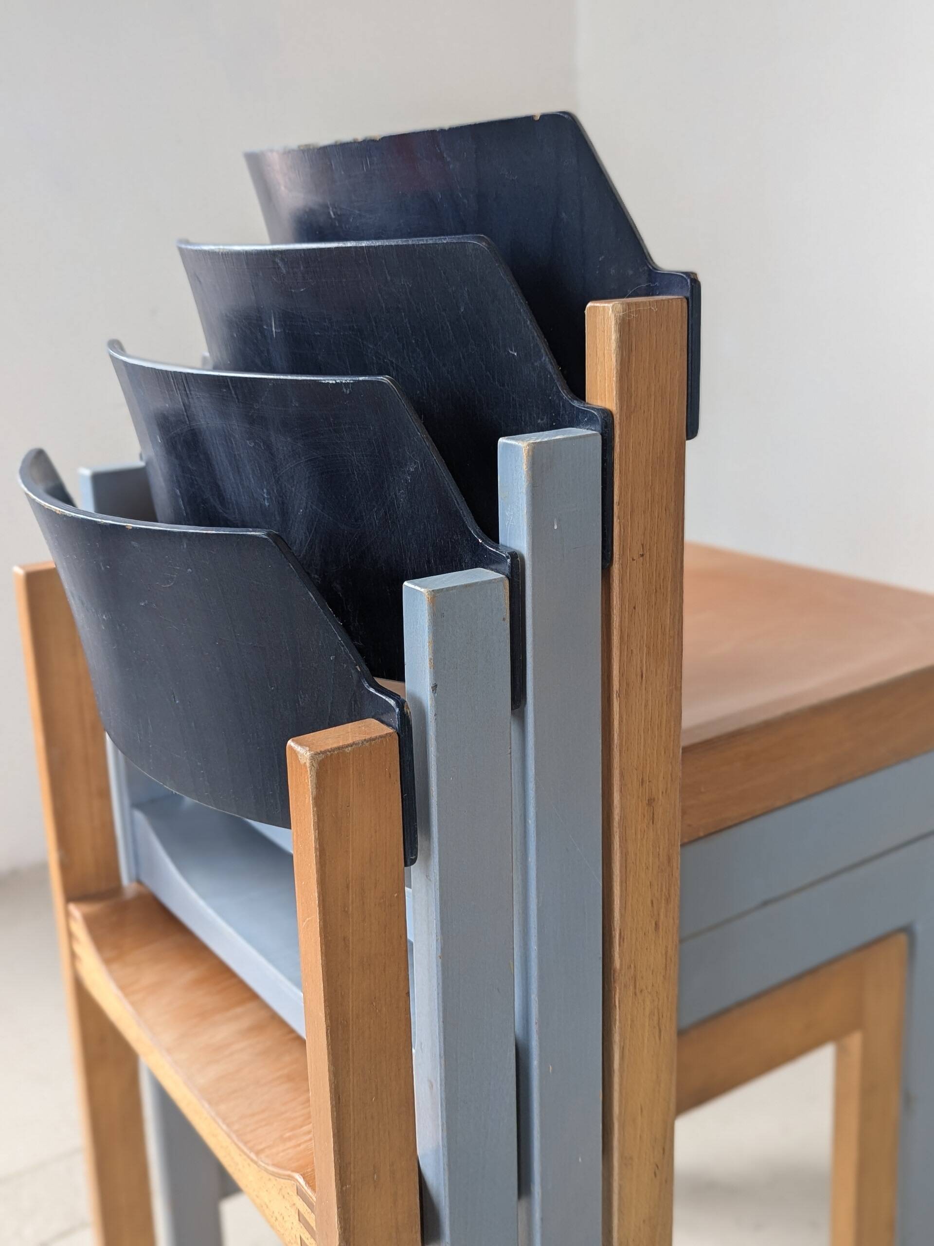 Set of 4 stackable chairs by Rainer Schell