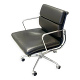 Postmodern Black Leather Soft Pad Chair Charles & Ray Eames for ICF