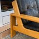 3-seater sofa in oak and leather design Eesko Pajamies for Asko model Bonanza 1970