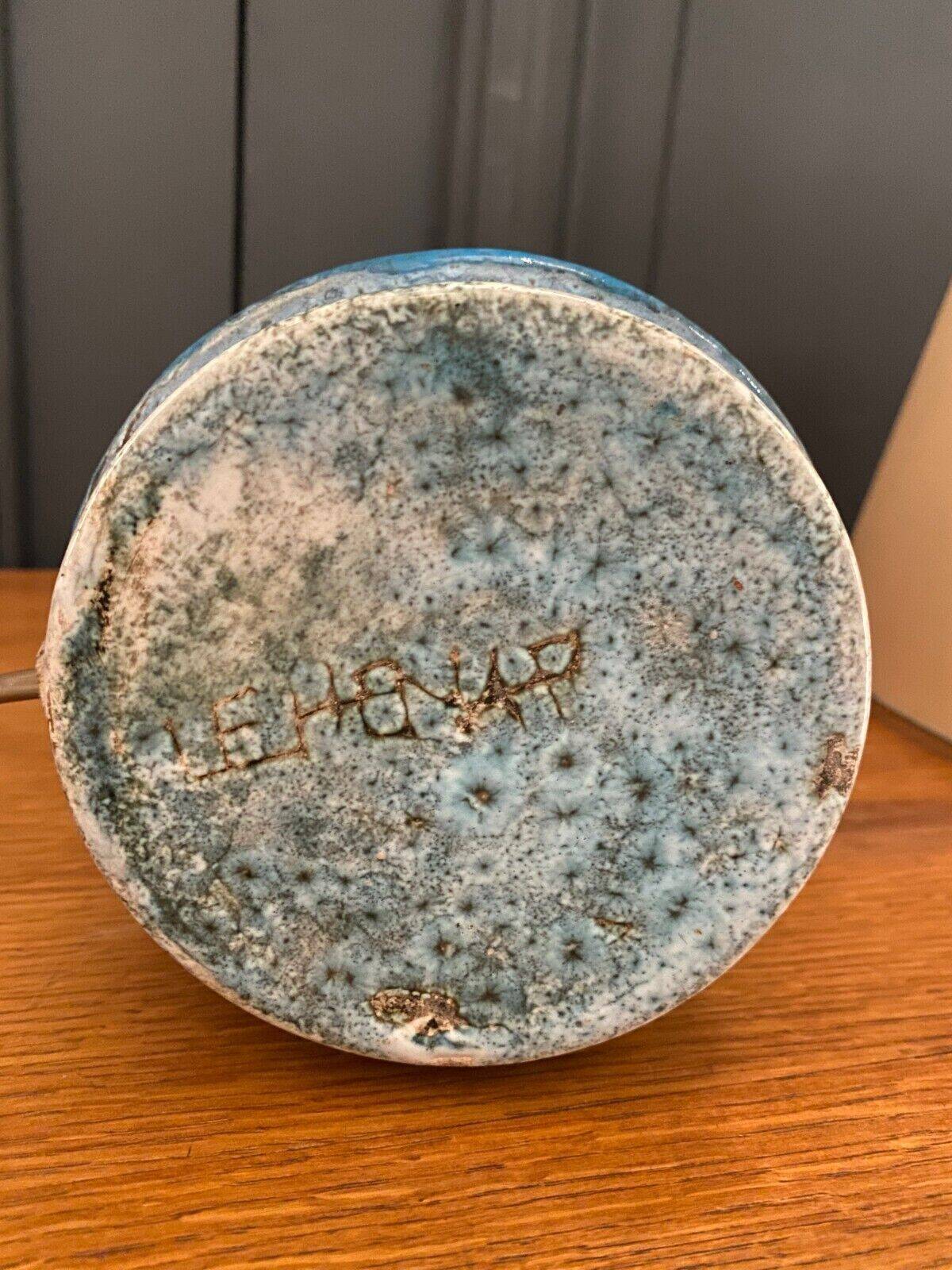 Ceramic lamp unique piece Danuta Le Henaff Larmor mid 20th floral