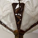 Opaline and brass chandelier