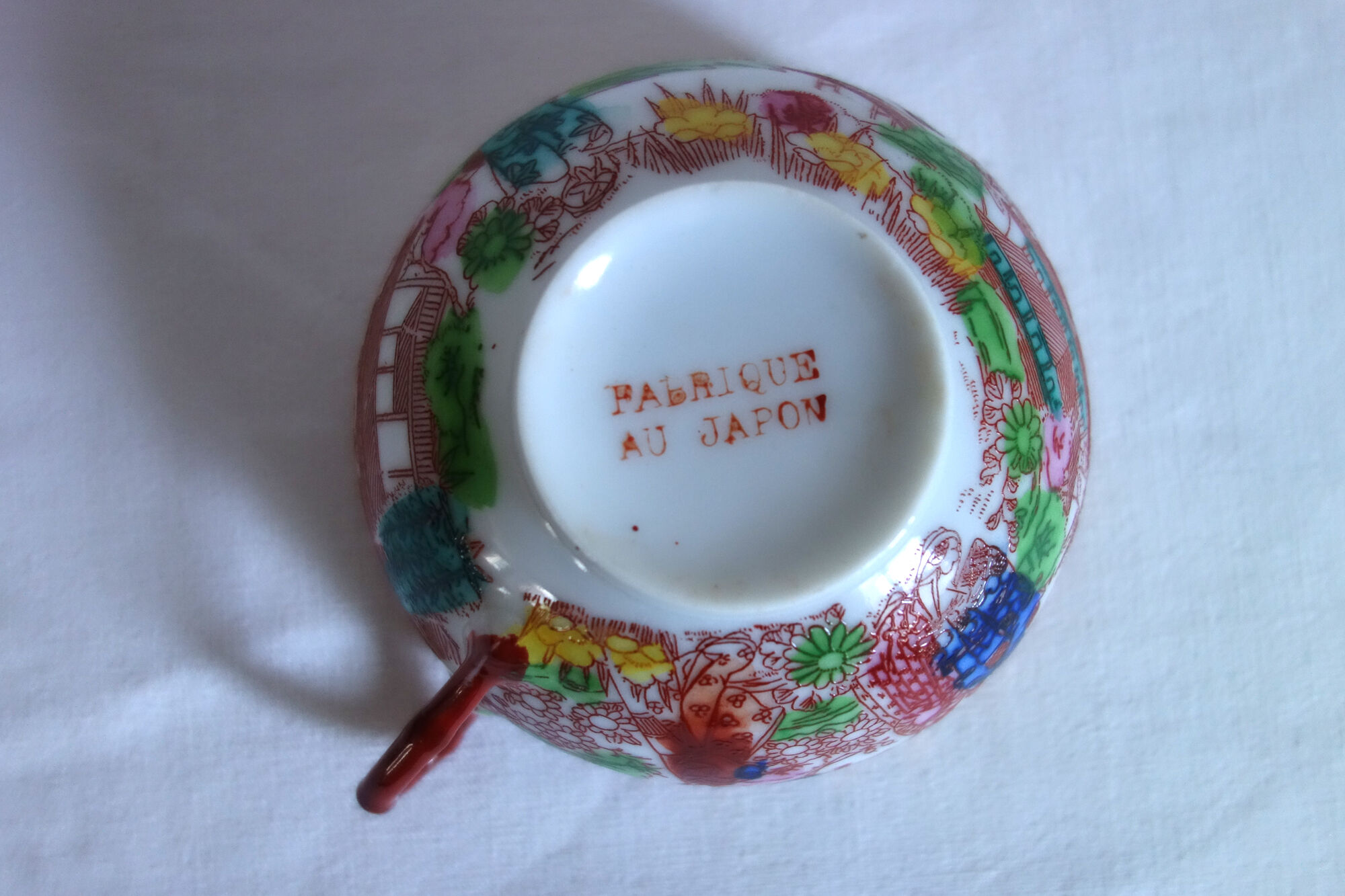 5 tasses à thé vintage porcelaine, peint main, Japon