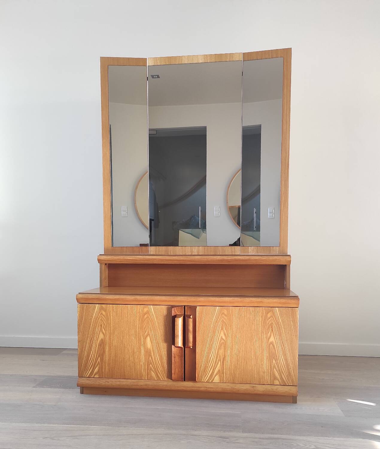 Vintage chest of drawers with triptych mirror, 60's