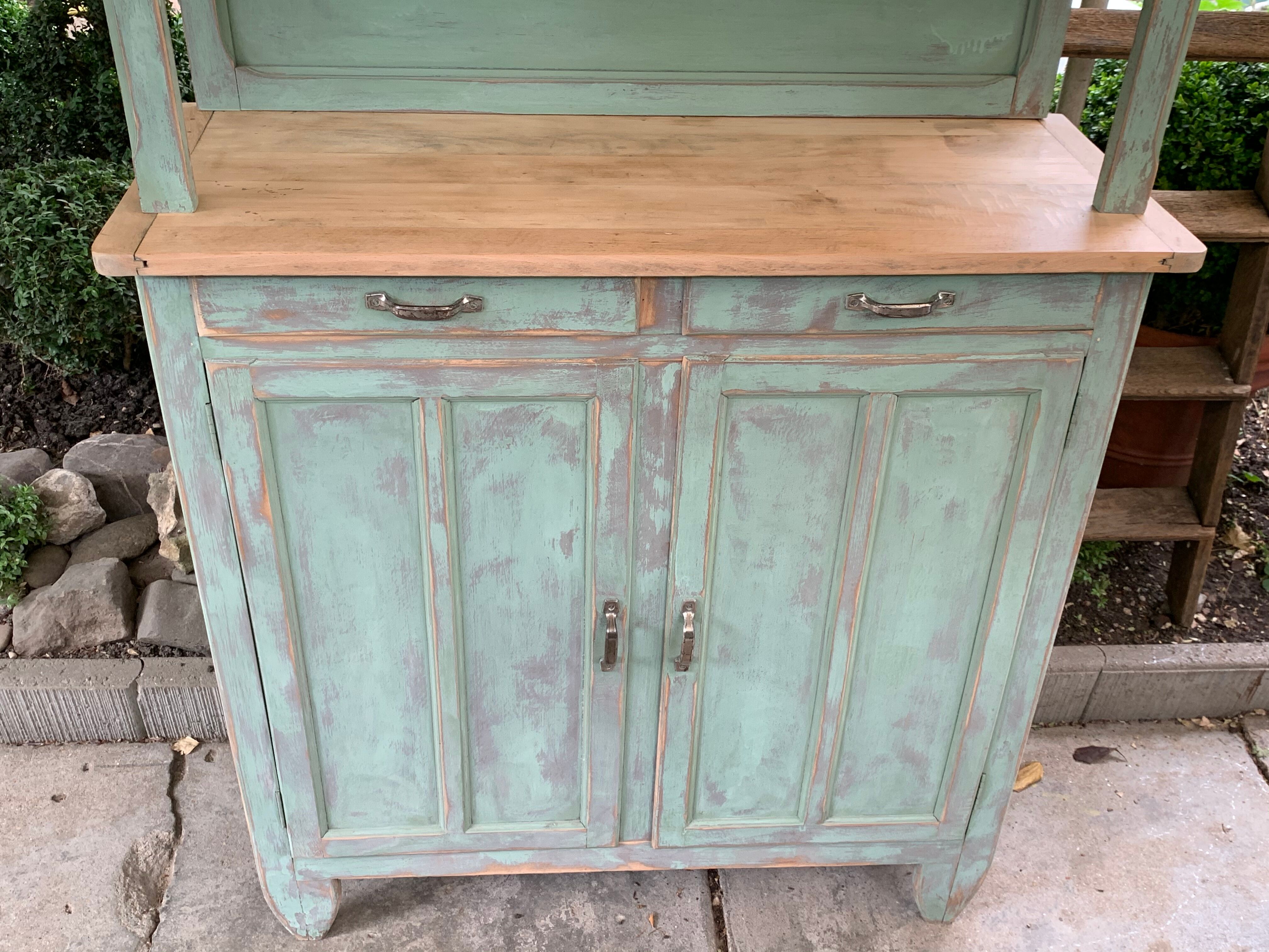 Parisian buffet patine celadon green and bluish grey