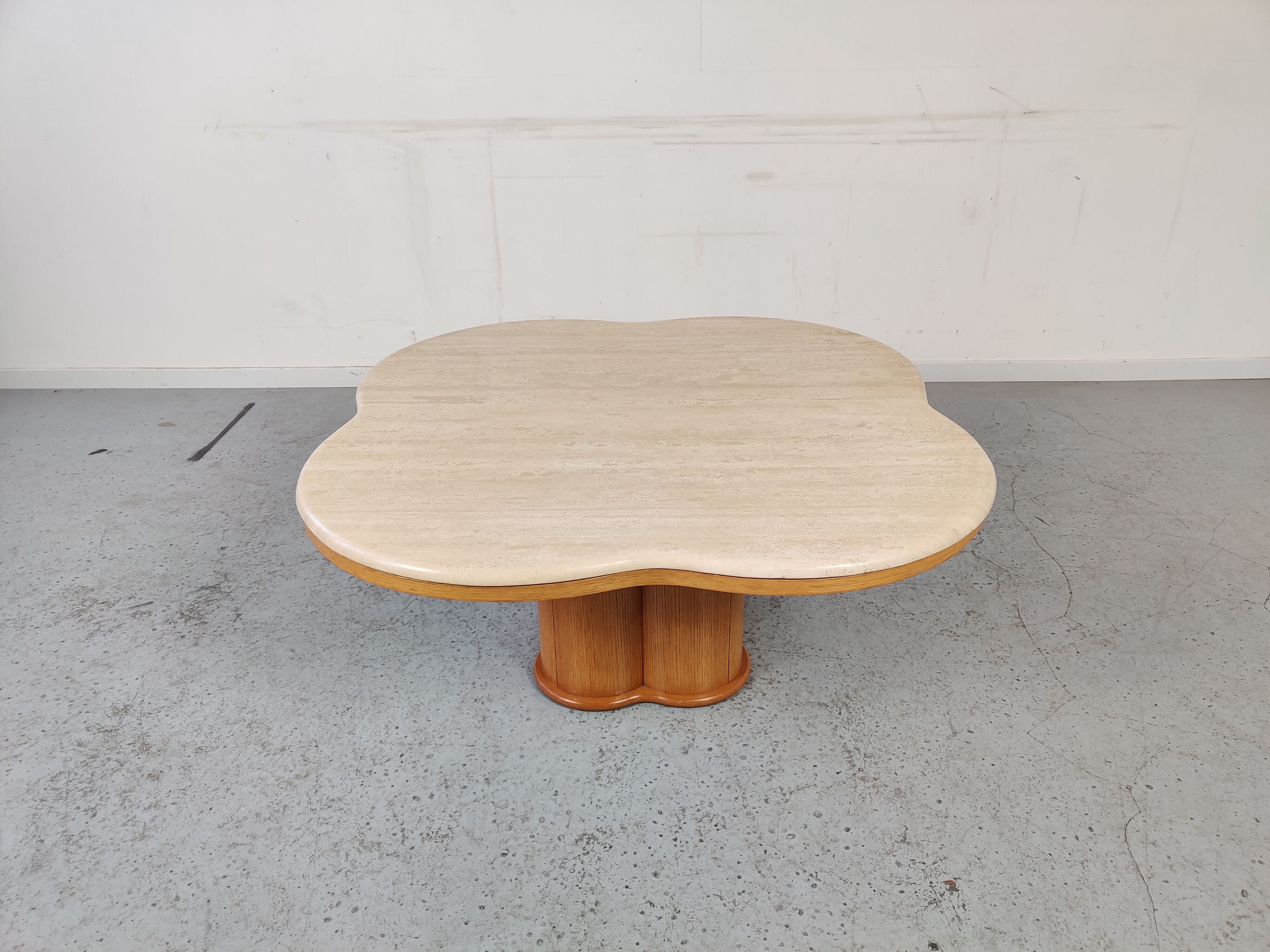 Vintage "cloud" coffee table in travertine, 80s