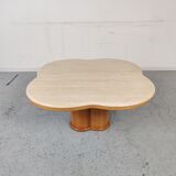 Vintage "cloud" coffee table in travertine, 80s