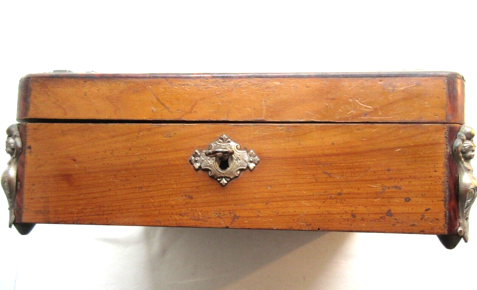 Box XIXth Napoleon III, jewel box or secrets, mahogany, padded blue silk, signed TAHAN