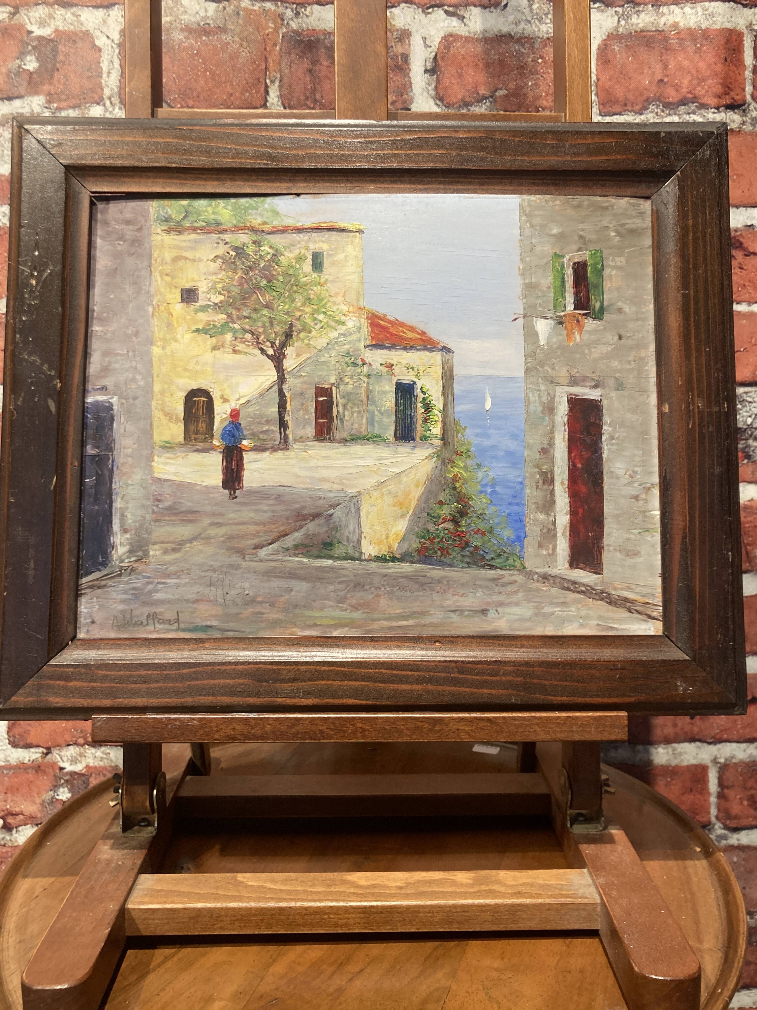 Oil on wood framed by a landscape