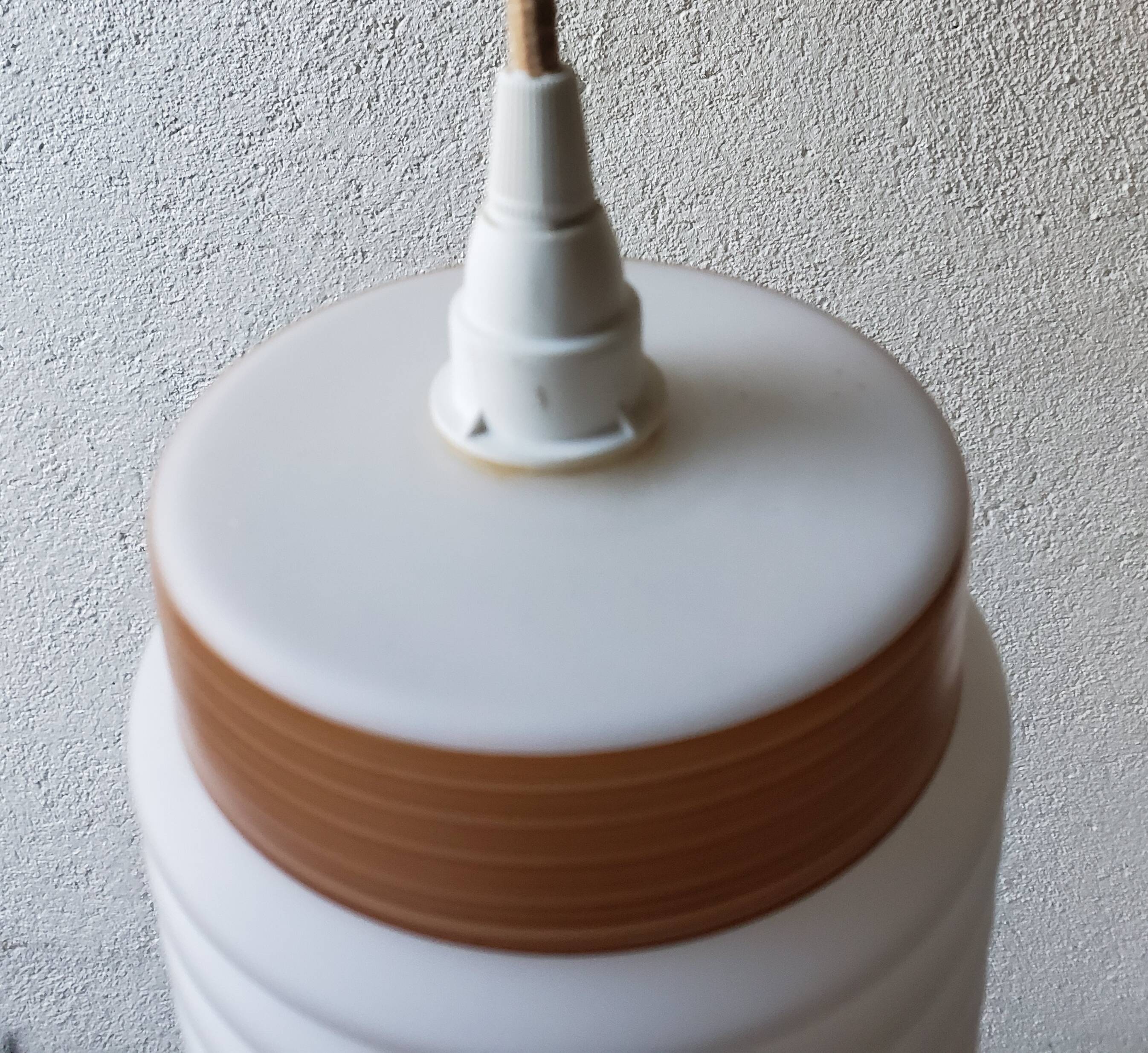 Opaline hanging lamp wood-eyed