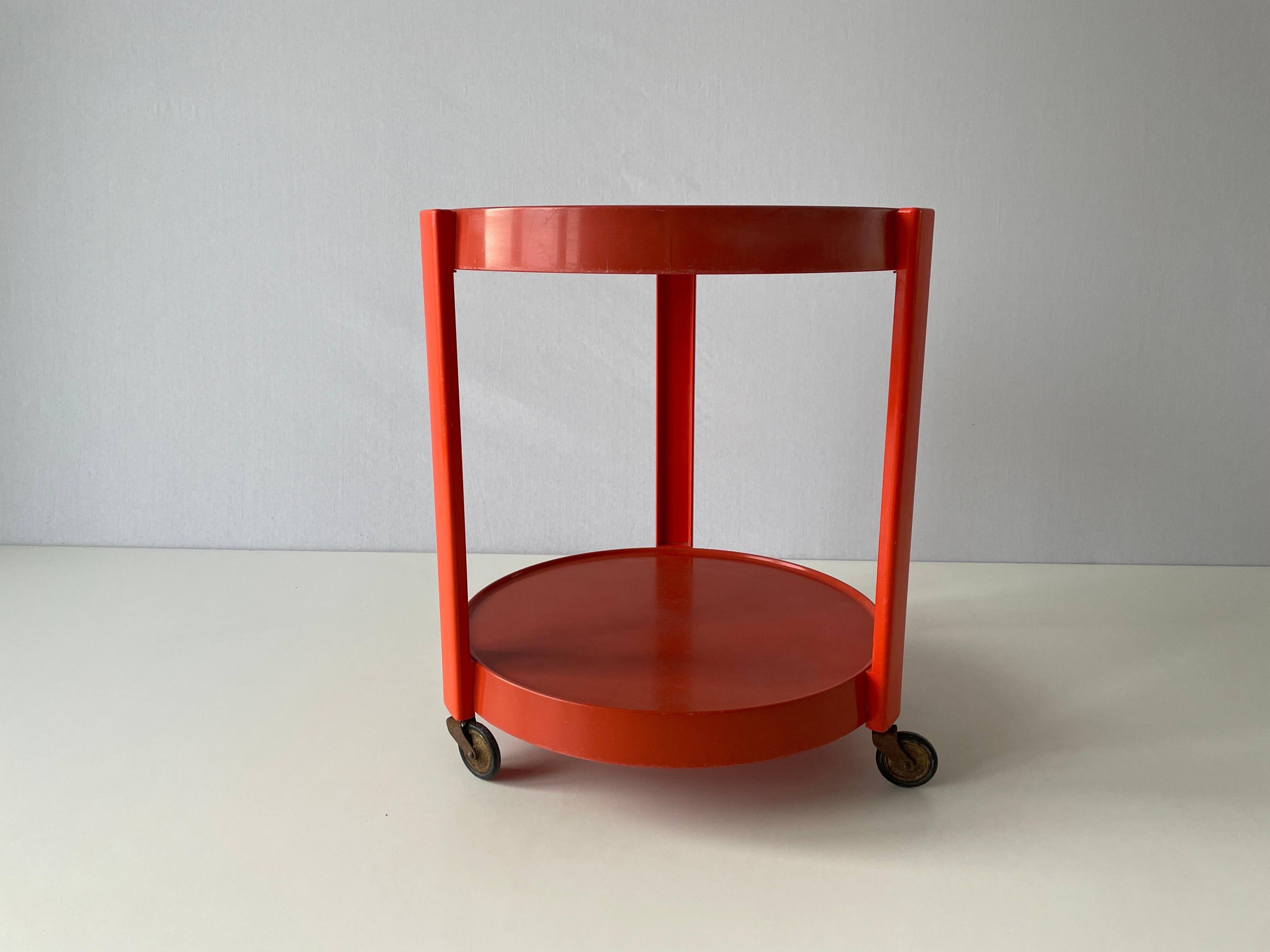 Chariot en plexiglas orange AGE, années 1970, Allemagne