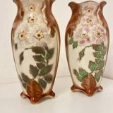 Vintage barbotine vase pair
