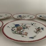 6 Sarreguemines dessert plates, cornucopia, 1928