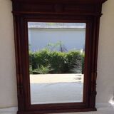 Henri II overmantel fireplace mirror in solid walnut.