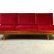 Daybed in beech and red fabric by jitona, vintage czech 1970s