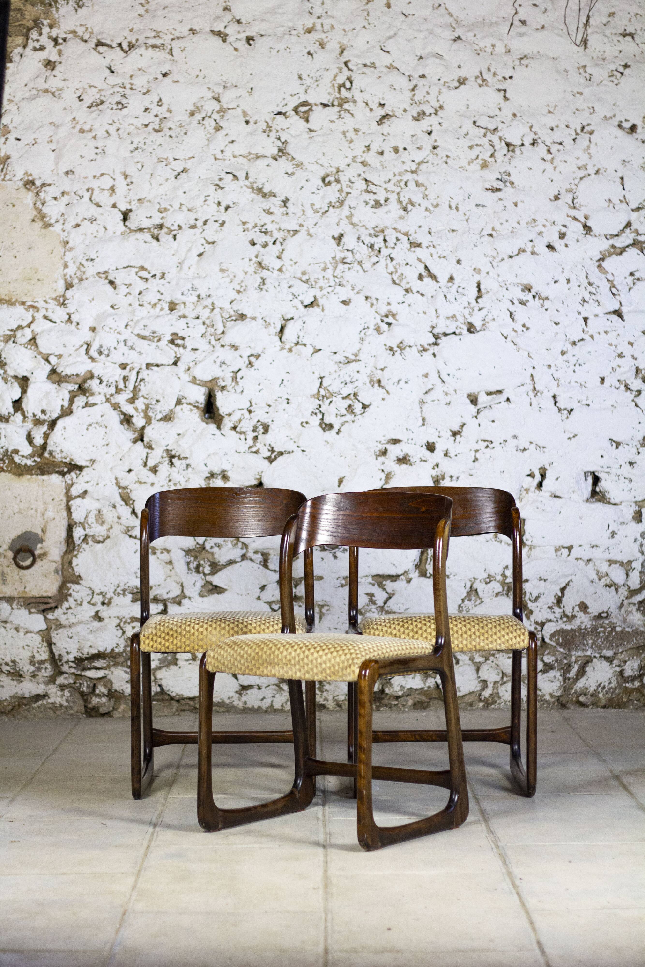 Set of 3 sleigh chairs by Baumann, 1960