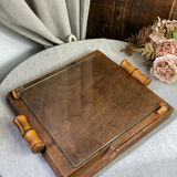 Wood and glass bamboo plateau