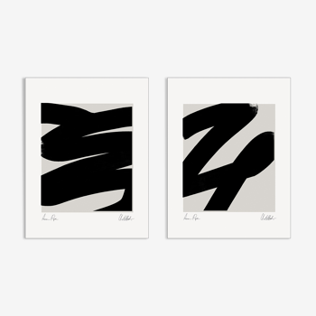 Pair of giclee prints, abstract wall art set of two, 50x70cm