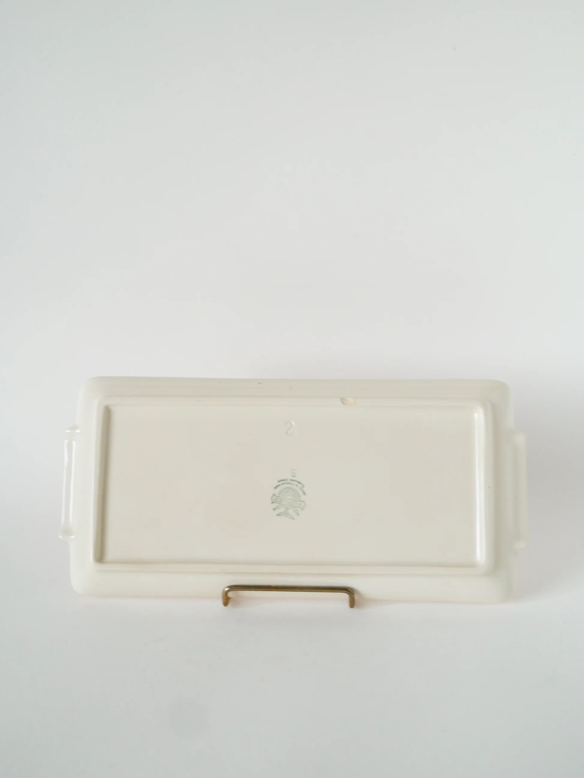 Plat à cake en faïence, rose poudré, 1950