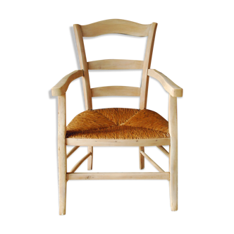 Fauteuil ancien lasuré en blanc