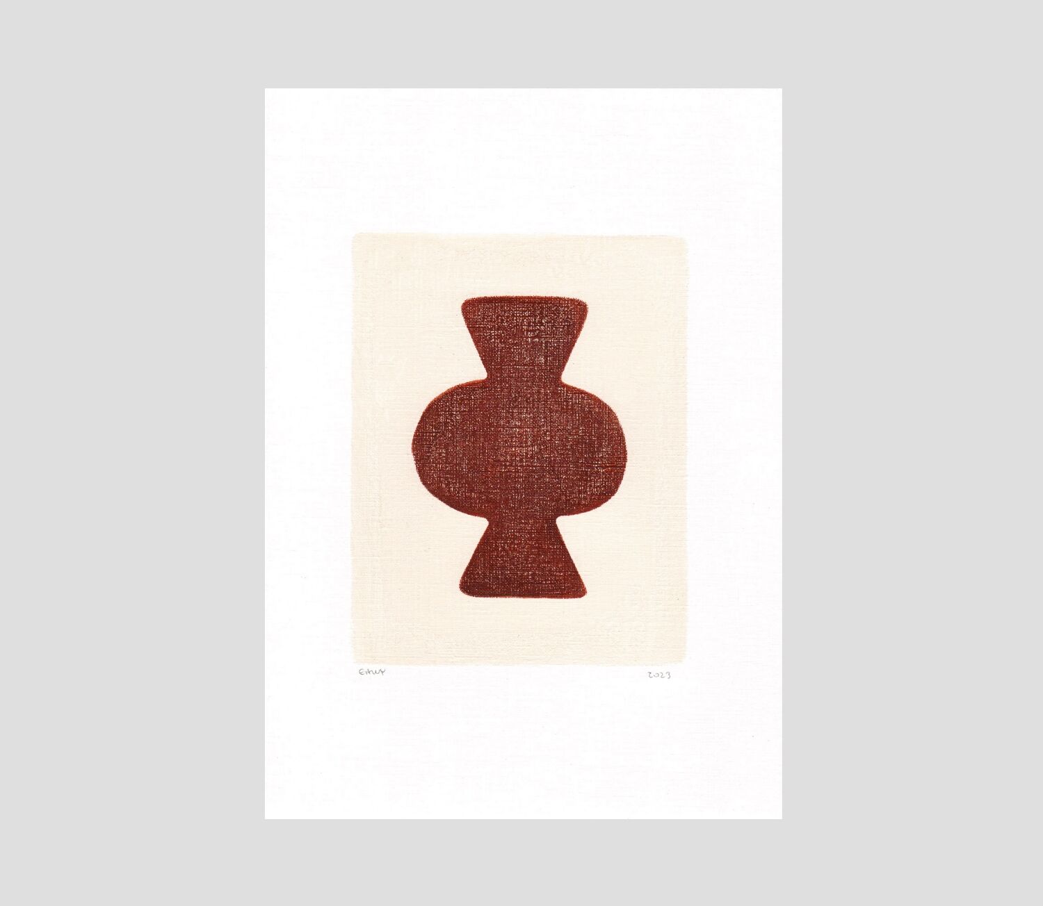 Duo of abstract paintings - dark terracotta - signed Eawy