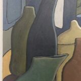 Oil painting on canvas "Still Life with Plate" Franco Prayer (1924) 60x50 cm