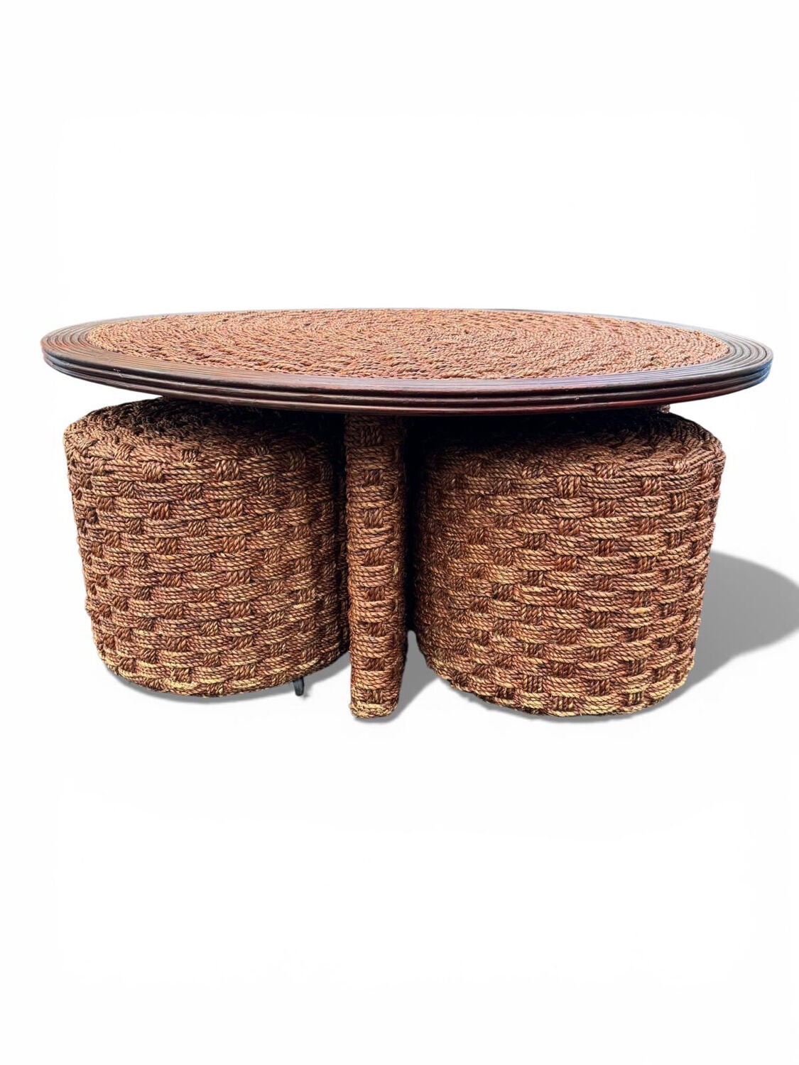 Coffee table and 4 stools in the style of Audoux & Minet.