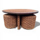Coffee table and 4 stools in the style of Audoux & Minet.