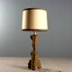 Lampe en bois sculpté et doré avec abat-jour en tissu, Italie, XIXe siècle