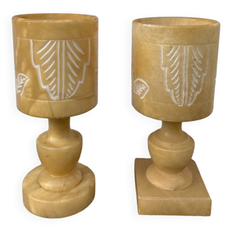 Pair of alabaster lamps