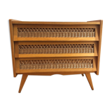 Commode bois et rotin