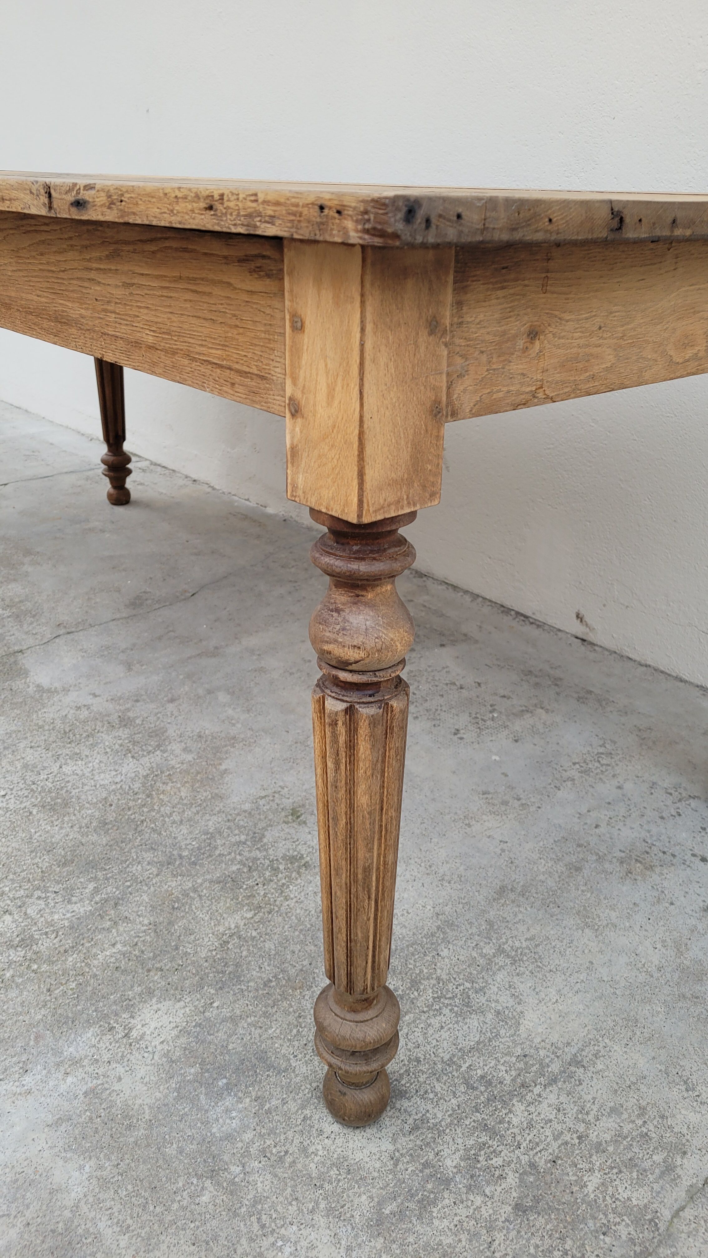 Rustic farmhouse table in solid oak Louis Philippe style -1m84