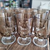 Set of 10 vintage Luminarc liqueur wine glasses, smoked Sweden model