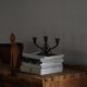 Early 20th century, pair of Danish Art Deco candlesticks in metal with three arms, 1930s.