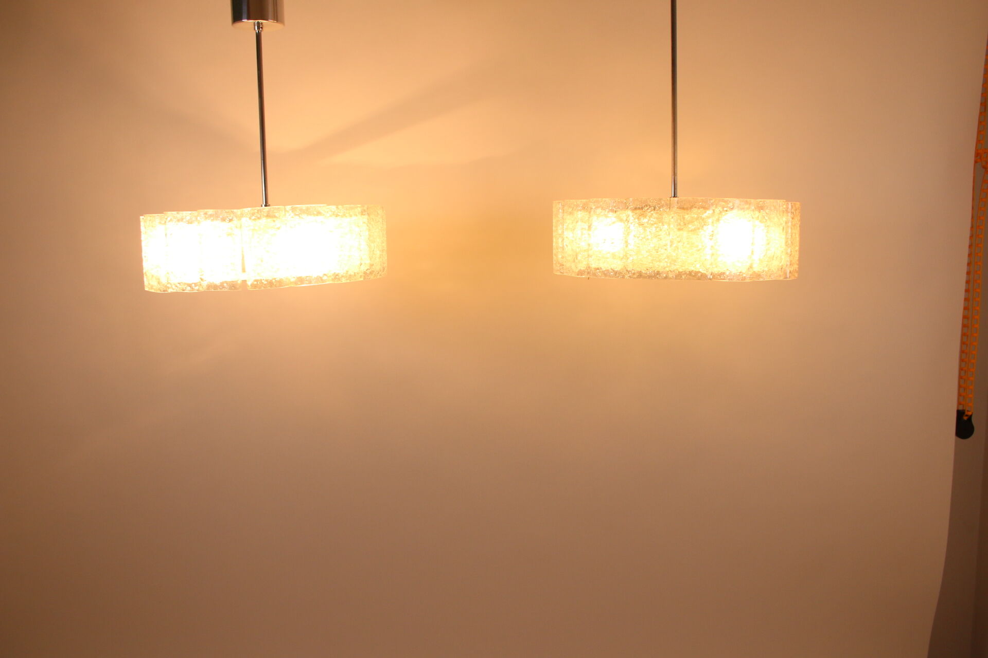 2 ice hanging lamps Doria Leuchten silver 40 cm