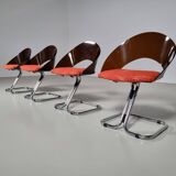 Set of 4 Italian dining chairs in plexiglass from the Spage era, 1970.