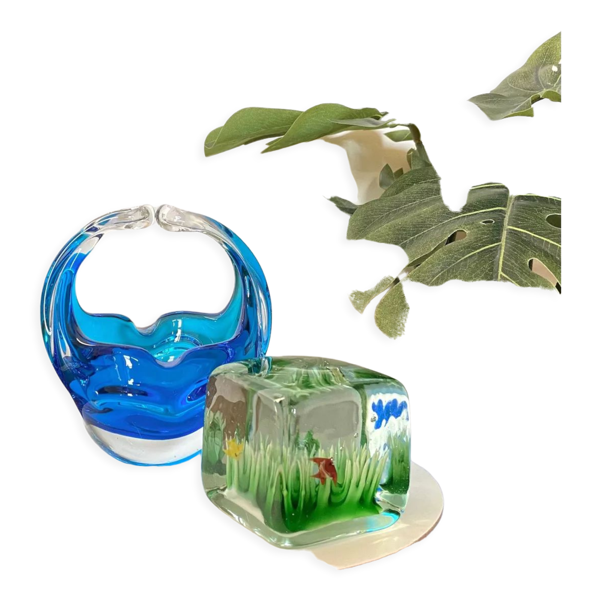 Clear and blue Murano bowl