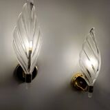 Italian design glass leaf wall lights from the 80s (X2)