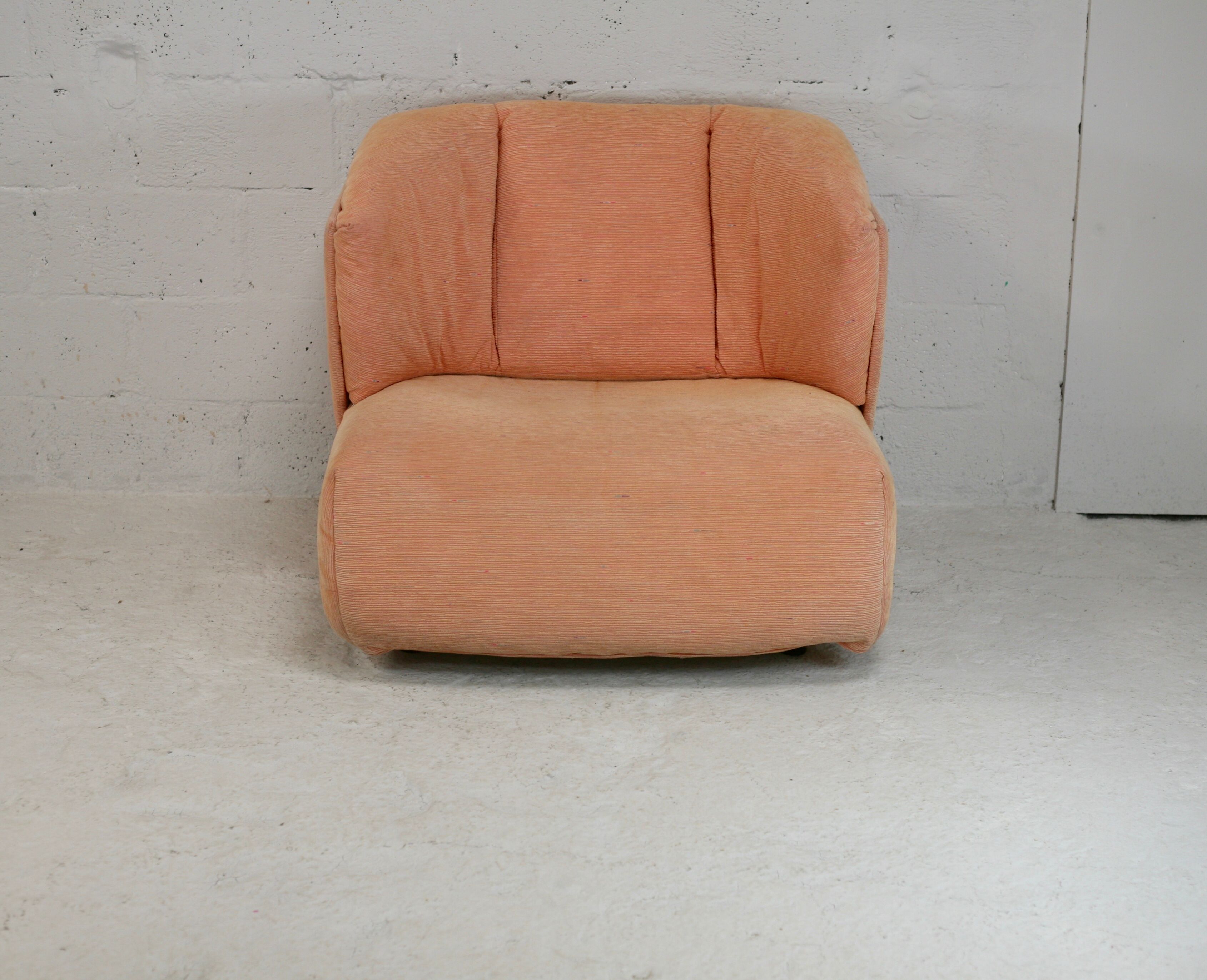 Armchair Ligne Roset, pastel orange color, France, circa 1990