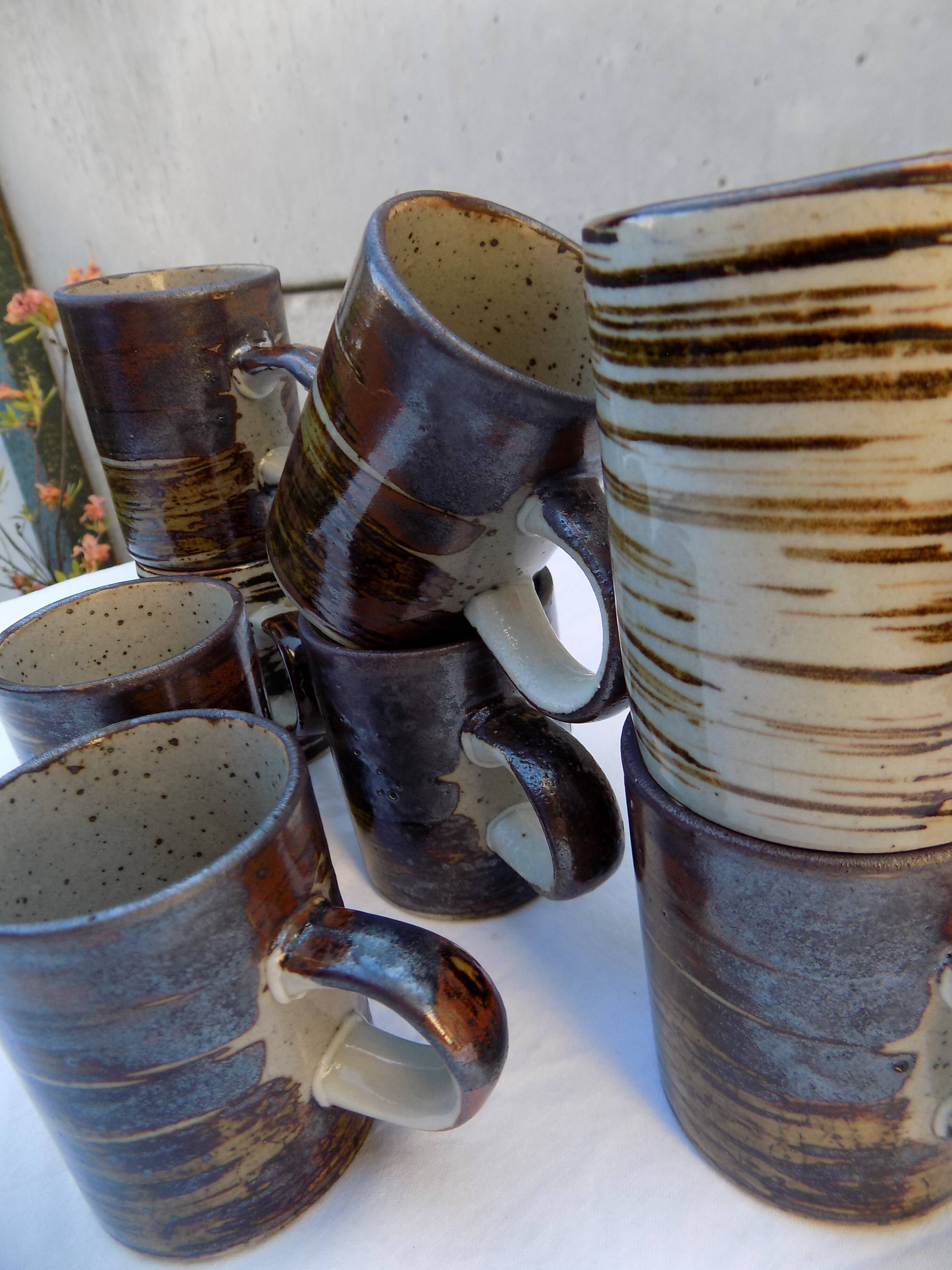 lot de 8 tasses à café en grès